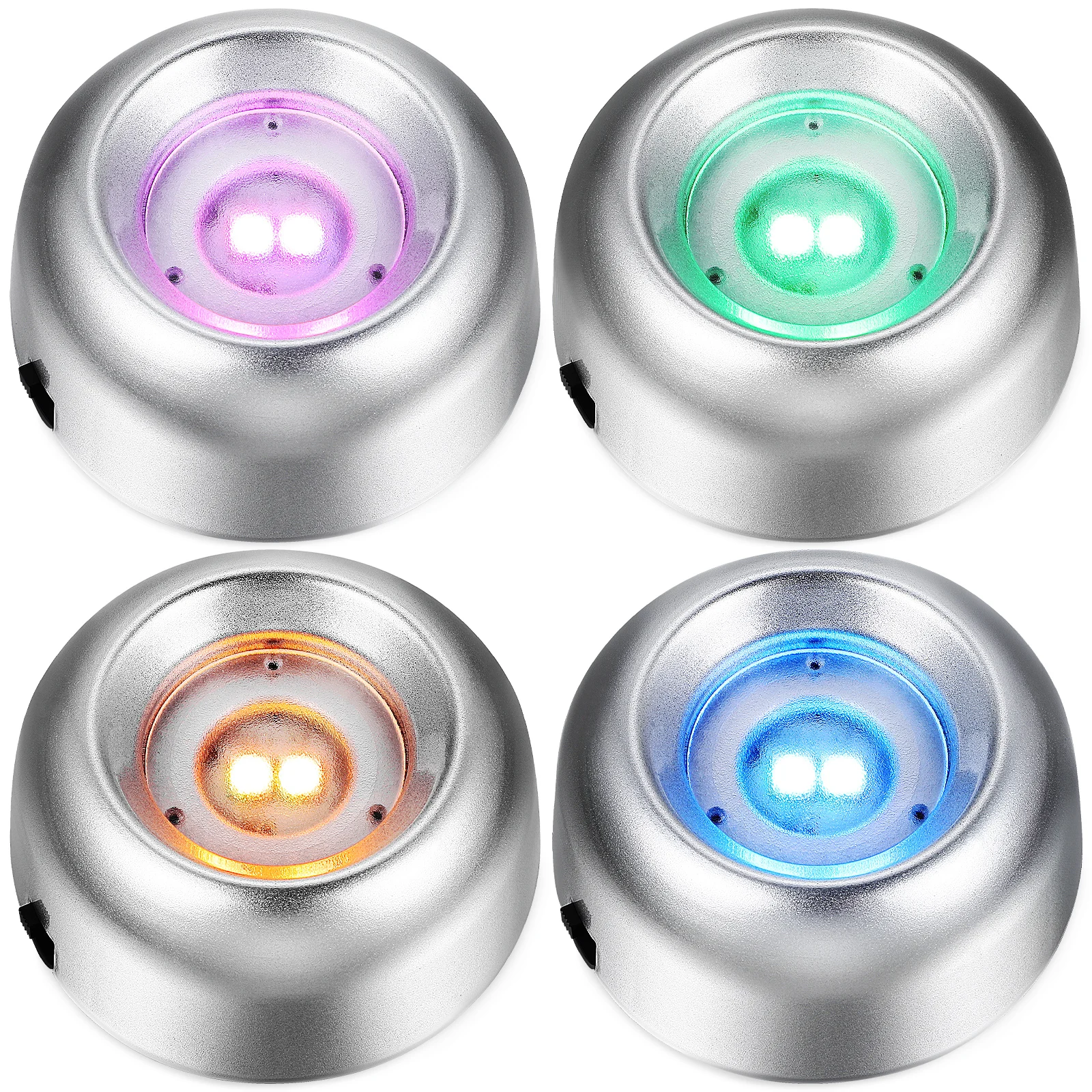 Basi per display a LED da 4 pezzi per cristalli Arte del vetro Base leggera in plastica premium Supporto per esposizione illuminato colorato Alimentato tramite USB da 5 V