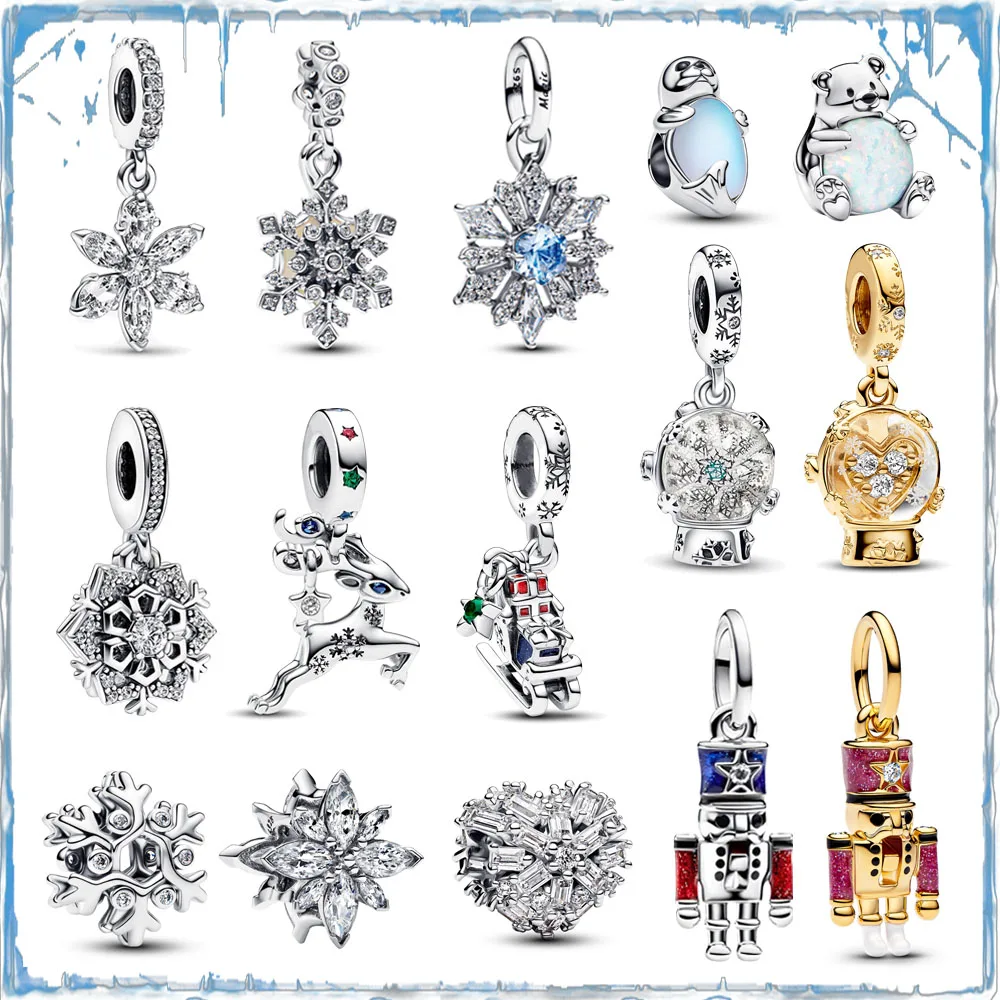 High-quality 925 Sterling Silver Winter Snowflake Sled Frost World Charm Fit DIY Bracelet Necklace Party Jewelry Gifts