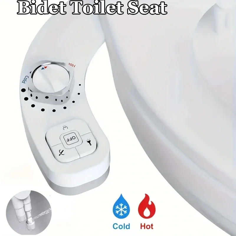 Smart Bidet Toilet Seat Attachment Non-Electric Water Sprayer Self-Cleaning Dual Nozzle Cold Hot Water Bidet Toilet Accessories