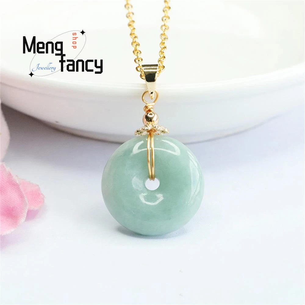 Natural Myanmar A-goods Jadeite Peace Buckle Pendant Exquisite Elegant Fashion High-grade Luxury Quality Jewelry Holiday Gifts