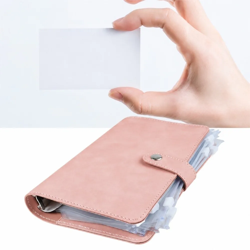 A6 Leather Shell Binder Notebook A6 Size Rectangle Shape Leather Planner Cover Removable Sheets Multiple Pockets