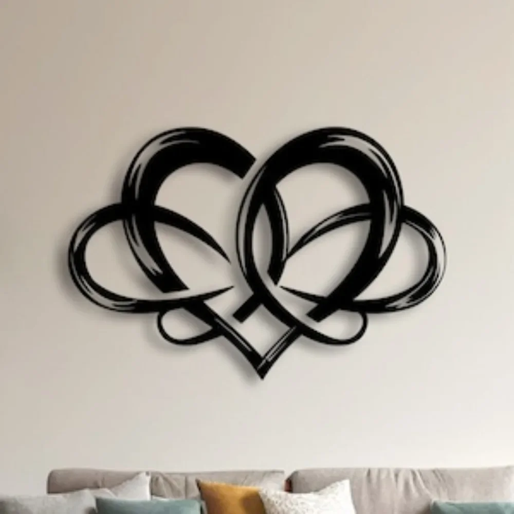 1pc Infinity Heart Metal Wall Art, Geometric Love Home Decor