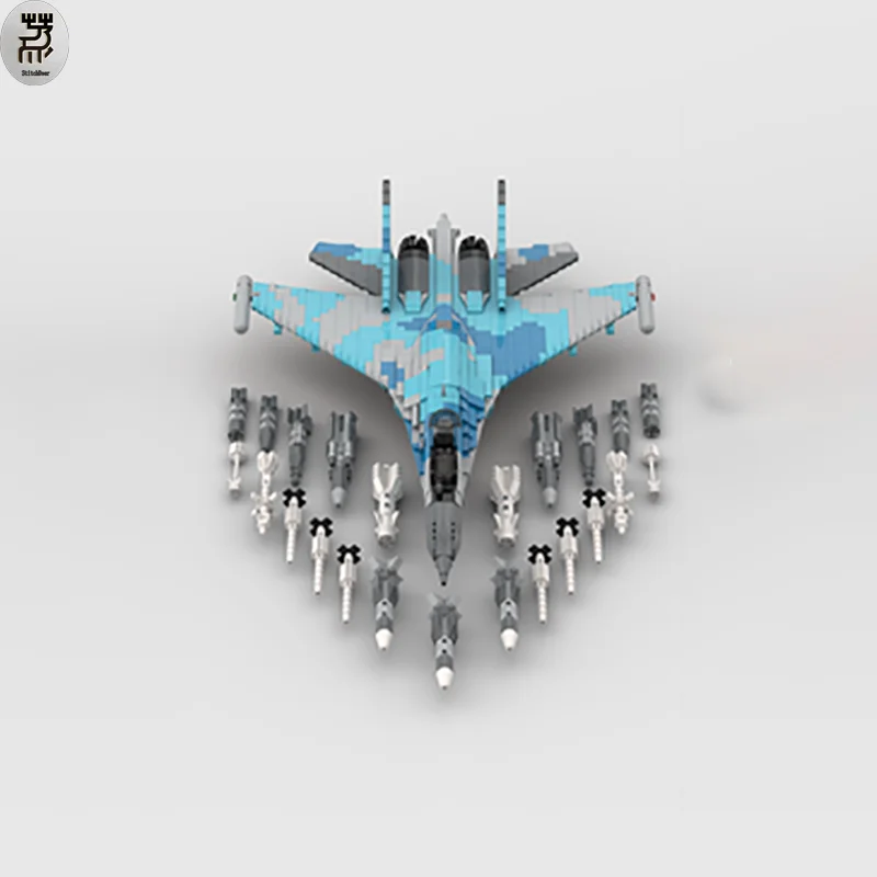 1682PCS Creator Expert MOC PLA Air Force SU-35 Fighter Bomber Architecture Building Blocks DIY Assembled Toy Brick Birthday Gift