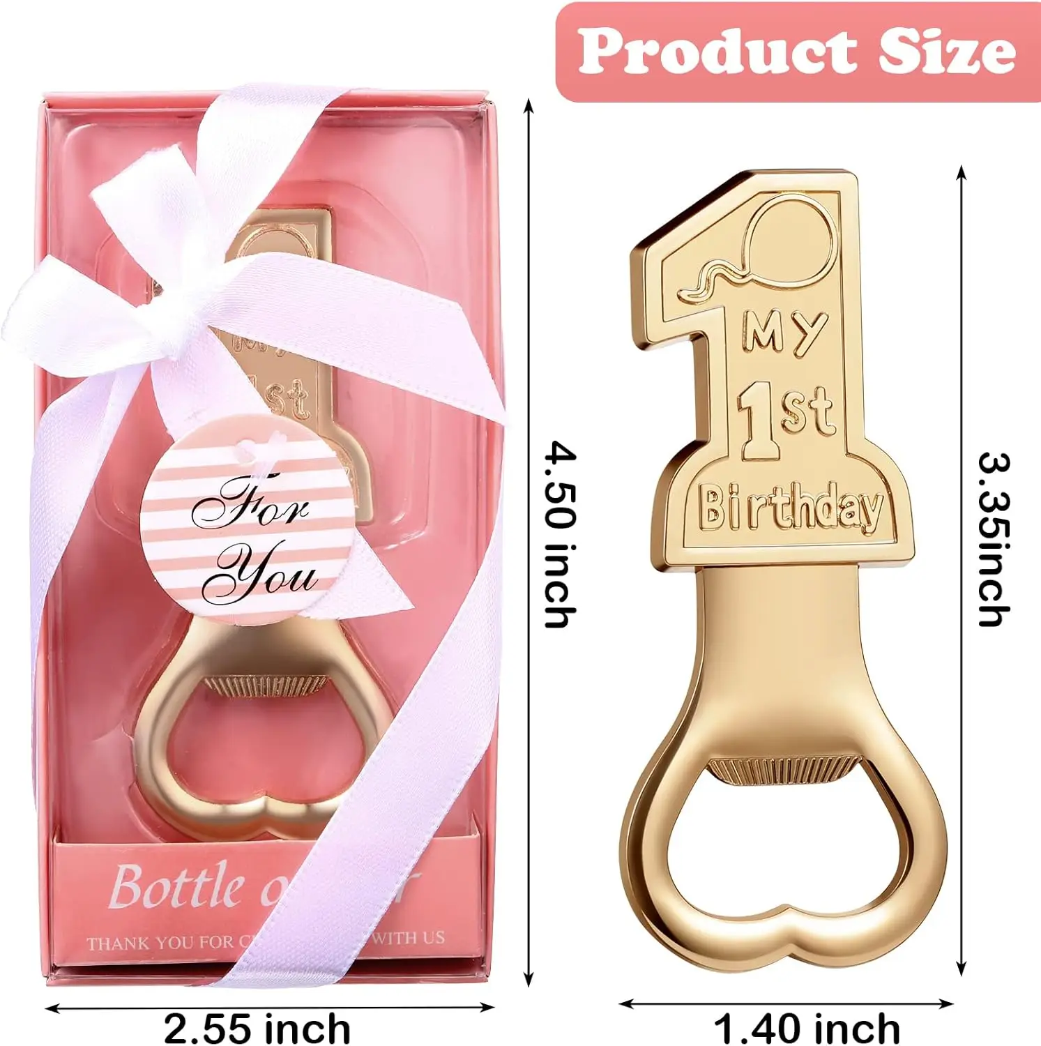 1st Birthday Party Favor Supplies Present for Guest 1 Bottle Opener First Anniversary Decoration Souvenirs Gift for Boy or Girl