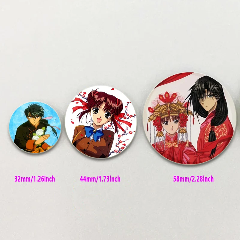 58 مللي متر أنيمي Fushigi Yuugi دبابيس دبابيس مجوهرات الأزياء اكسسوارات الكرتون تأثيري شارة للملابس ظهره الديكور الهدايا