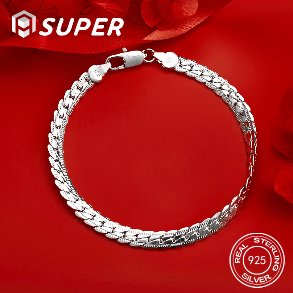 

ALISuper стерлингового серебра 925 пробы 8 дюймов изысканный браслет-цепочка в виде змеи женский подарок модные свадебные украшения обручальные украшения