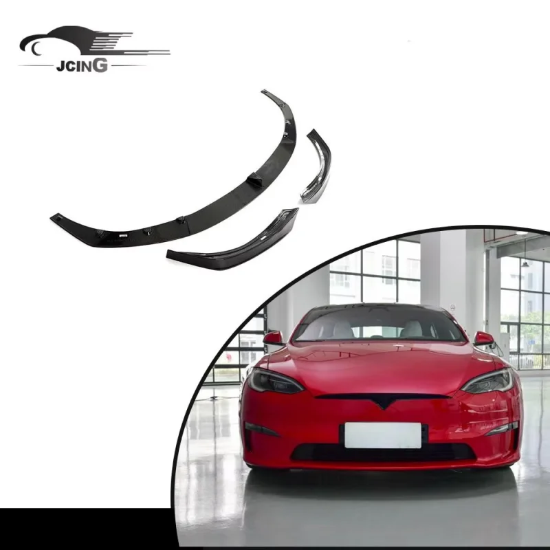 

Real Carbon Fiber Front Bumper Lip Spoiler Splitters for Tesla Model S Plain 2021-2023