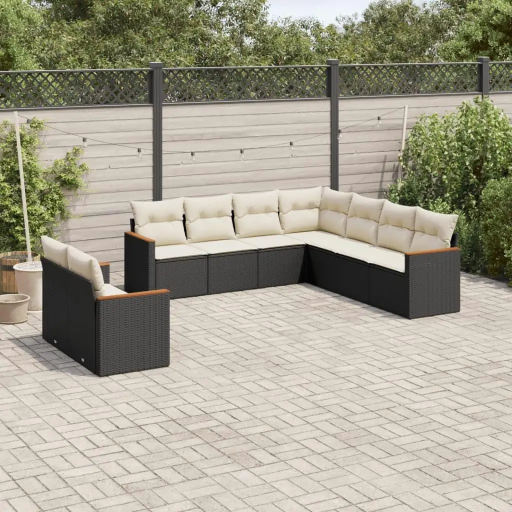 

Black and Cream White Garden Sofa Set Stylish Outdoor Seating Comfortable Cushions Durable Modern Furniture