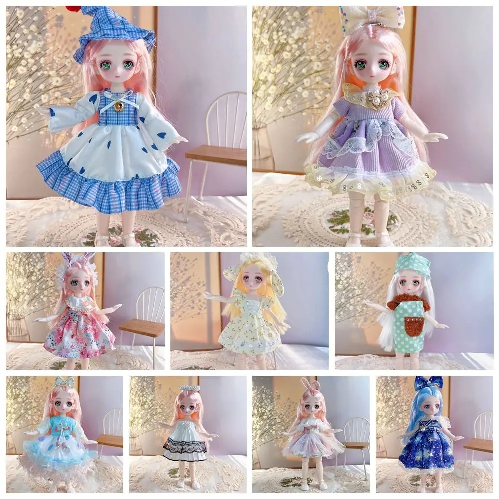 

Dress Up BJD Doll with Clothes Simulated Eye Removable Joints Doll 23cm Colorful Simulated Eye Hinge Doll Girls Gifts