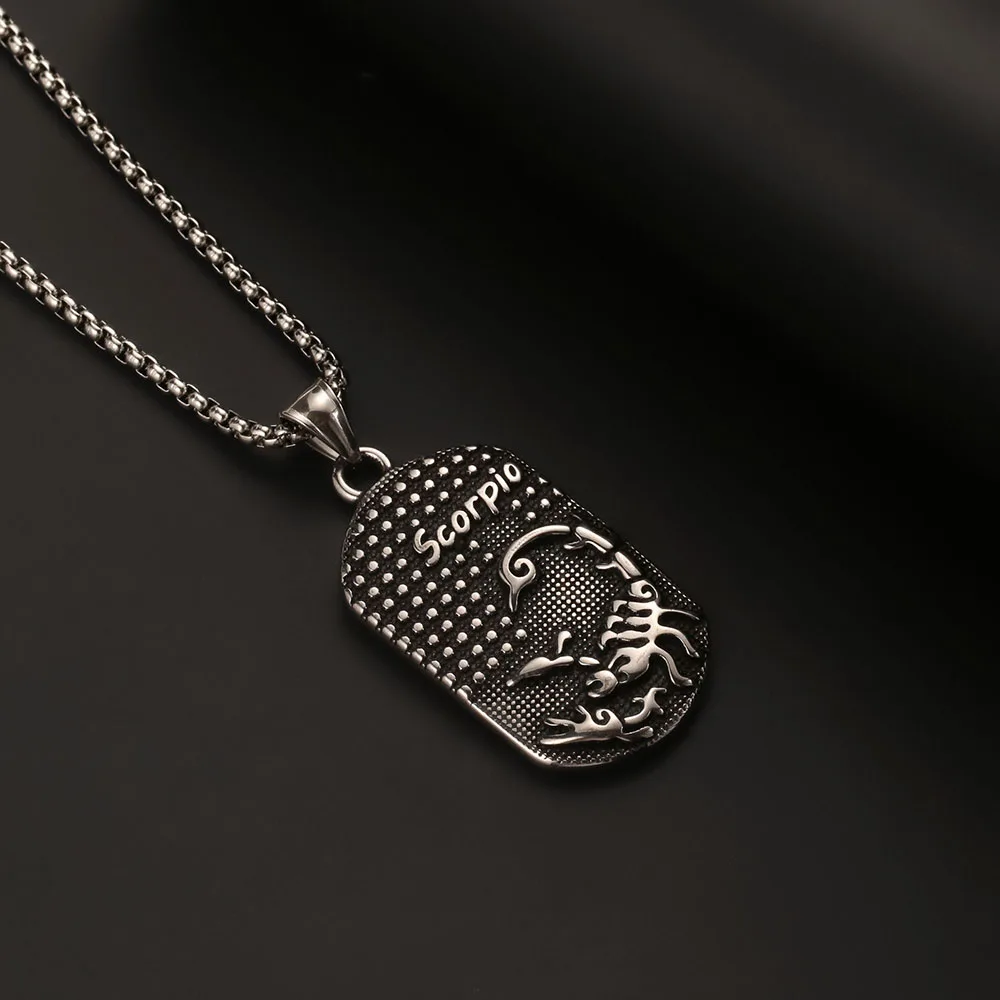 1 قطعة الفولاذ المقاوم للصدأ العقرب الجوزاء 12 زودياك تسجيل قلادة للرجال ليو السرطان كوكبة قلادة قلادة رجل هدية عيد ميلاد