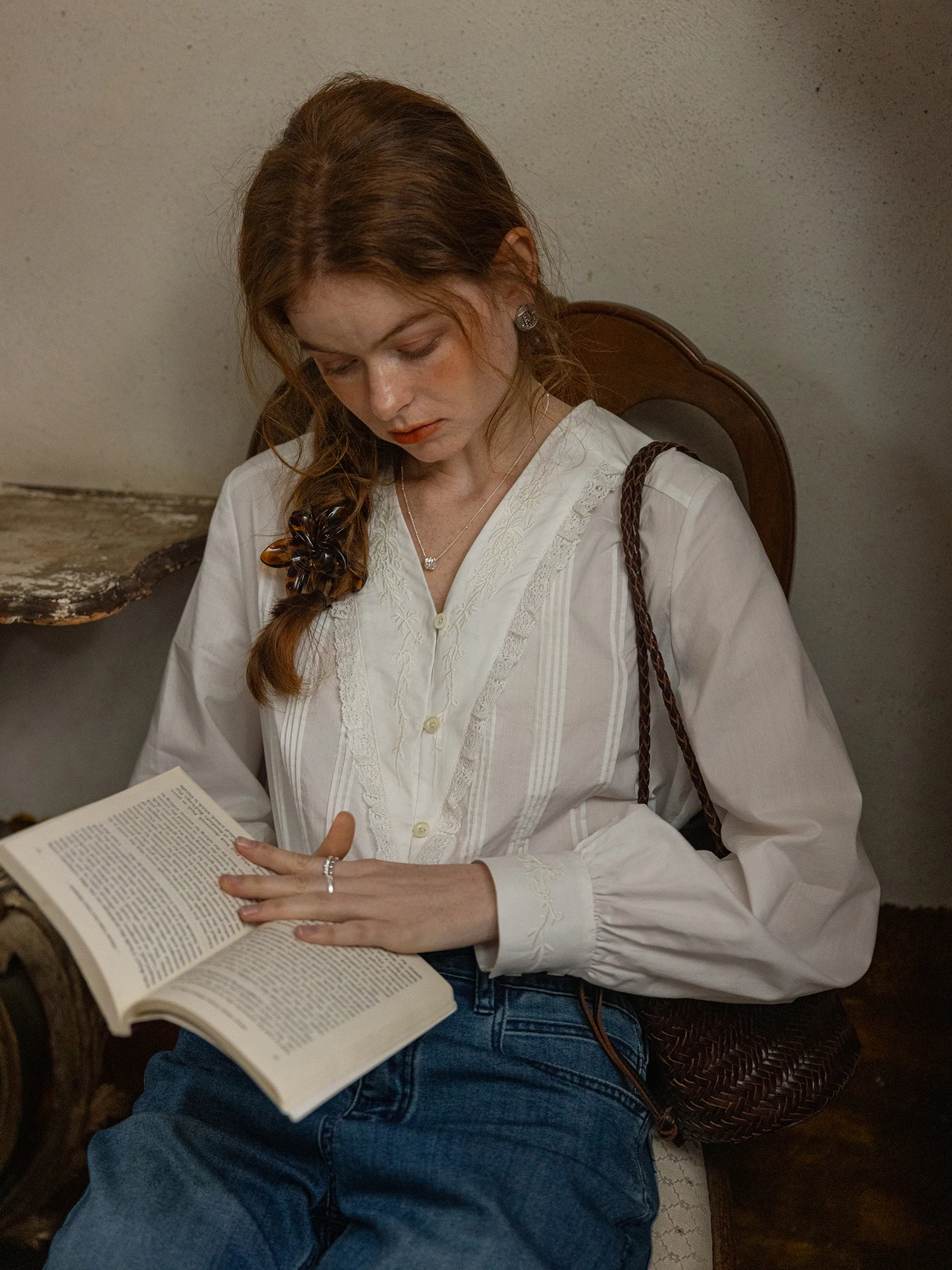 

Женский топ из смесового волокна лиоцелл-хлопок для ранней весны, с длинным рукавом, V-образным вырезом, повседневный, дышащий, приятный к коже