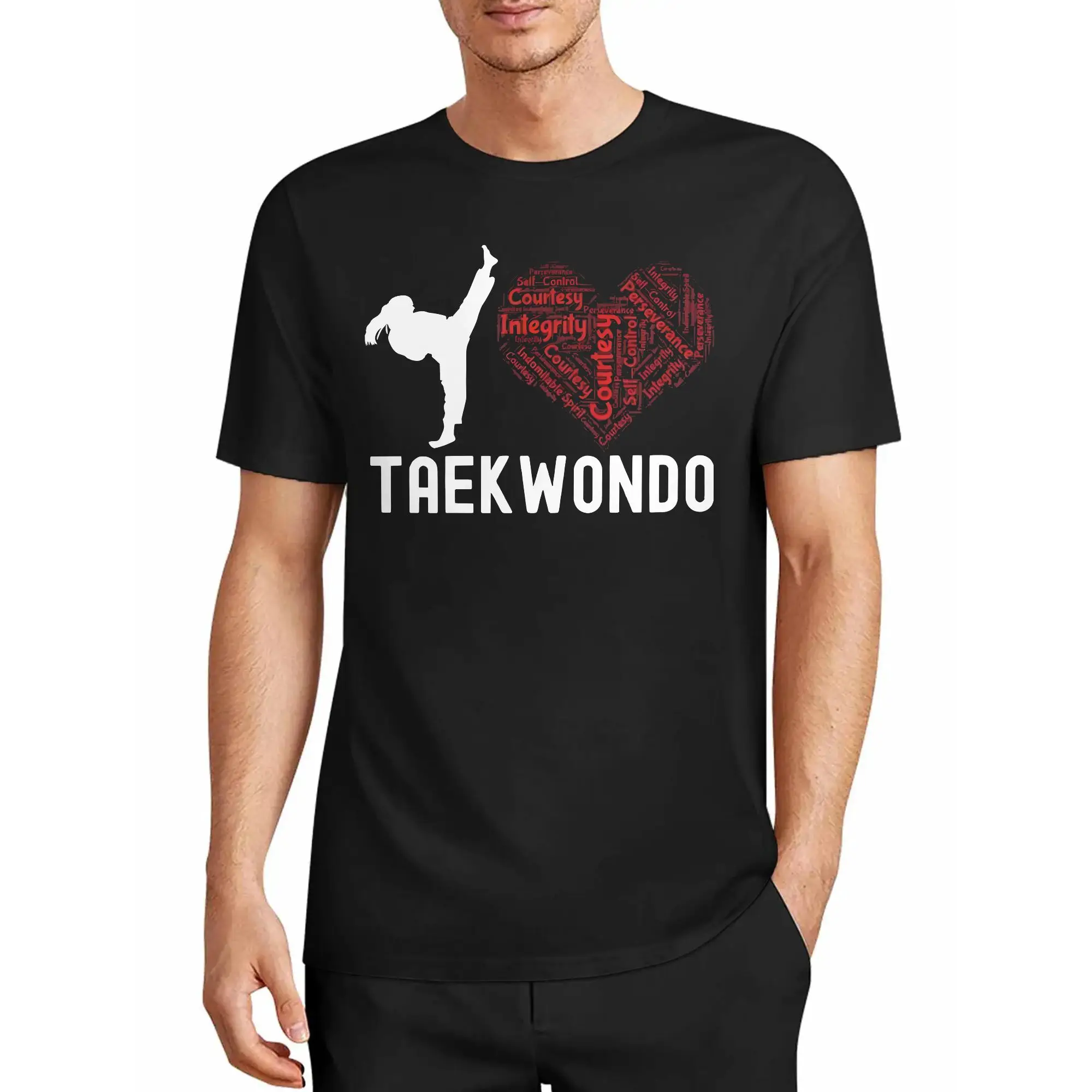Using Punches and Kicks to Strengthen the Body, and Martial Arts to Cultivate the Mind, Taekwondo Contains the Practice of Balancing Strength and Flexibility. Training T-Shirt