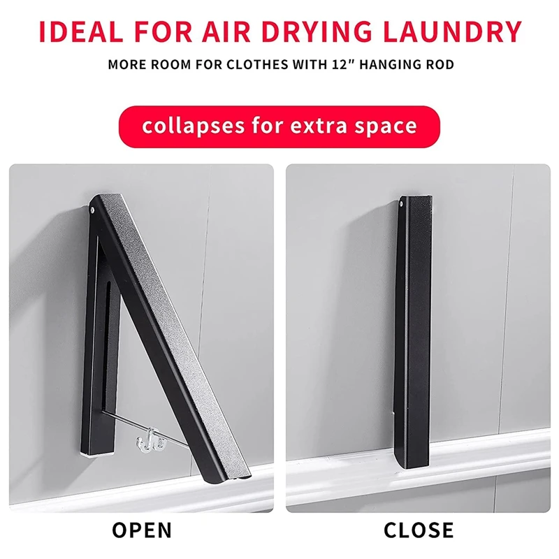 Retractable Clothes Rack-Laundry Room Drying Rack Wall Mounted Clothes Hanger Foldable Clothes Wall Hanger