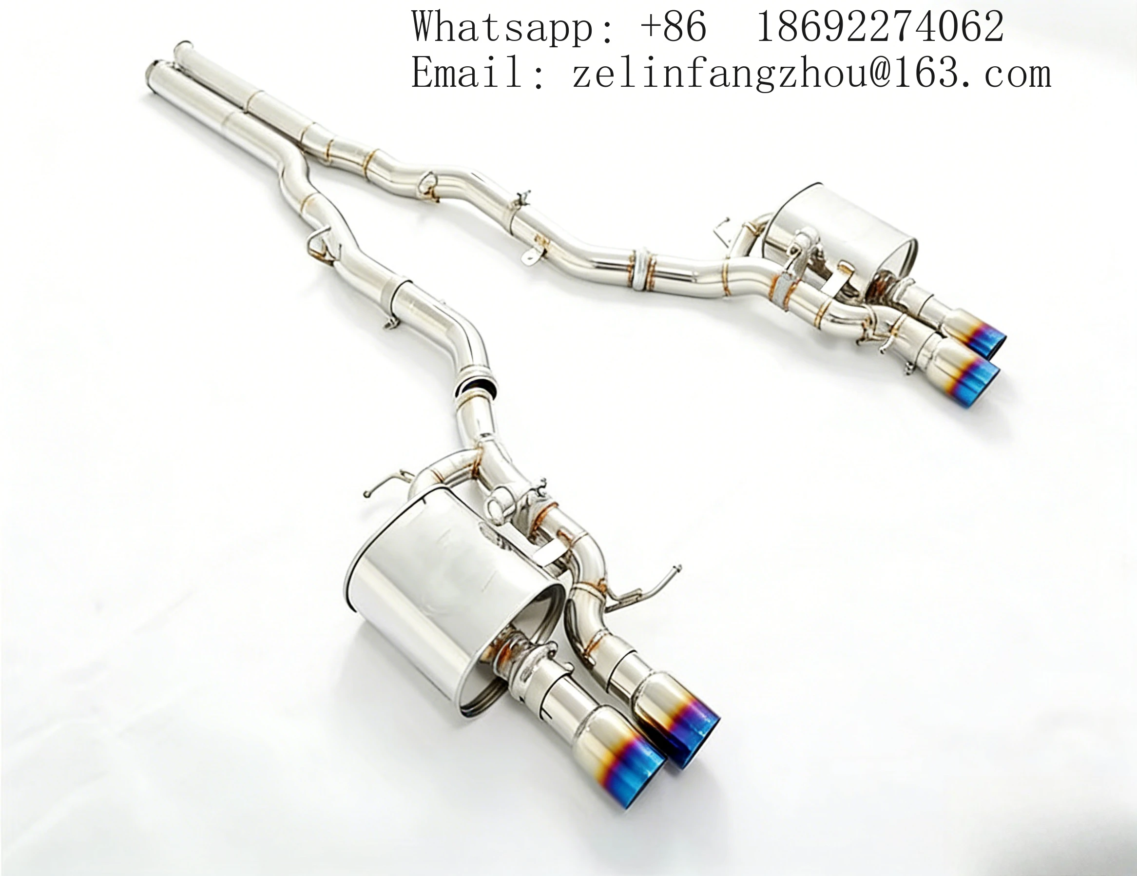 SS304 Valvetronic Catback Exhaust System For BMW 6 Series 650i TIG Welding High Performance Muffler 4 Blue Tips Auto Parts