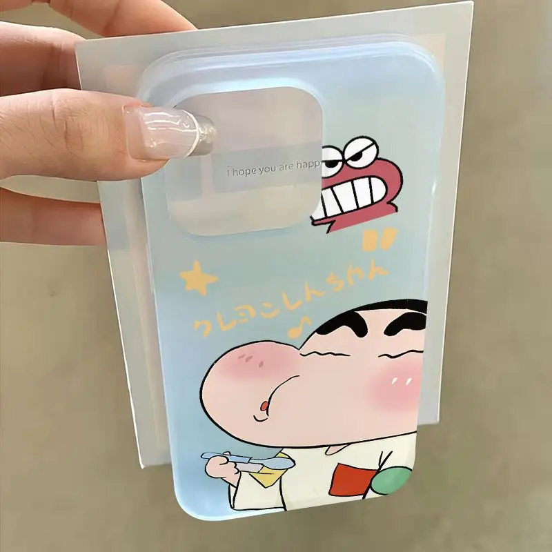 Kawaii تلوين شين تشان جراب هاتف آيفون 16 برو ماكس 15 14 زائد 11 12 13 البسيطة لينة الكرتون للصدمات عودة يغطي #5