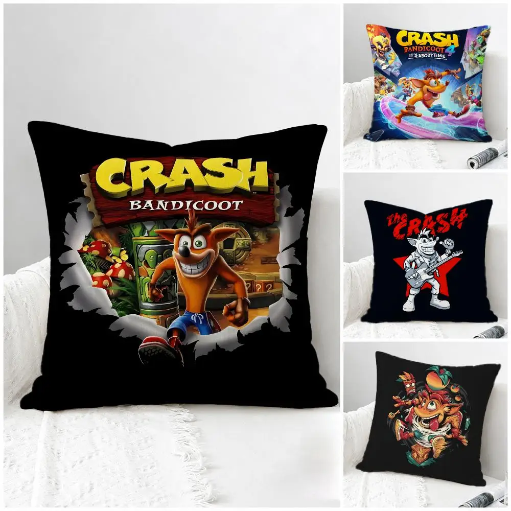 Game Crash Bandicoot Cushion Cover Natural Linen Pillowcase Set, All-in-One Decor for Sofa, Bedroom & Chair