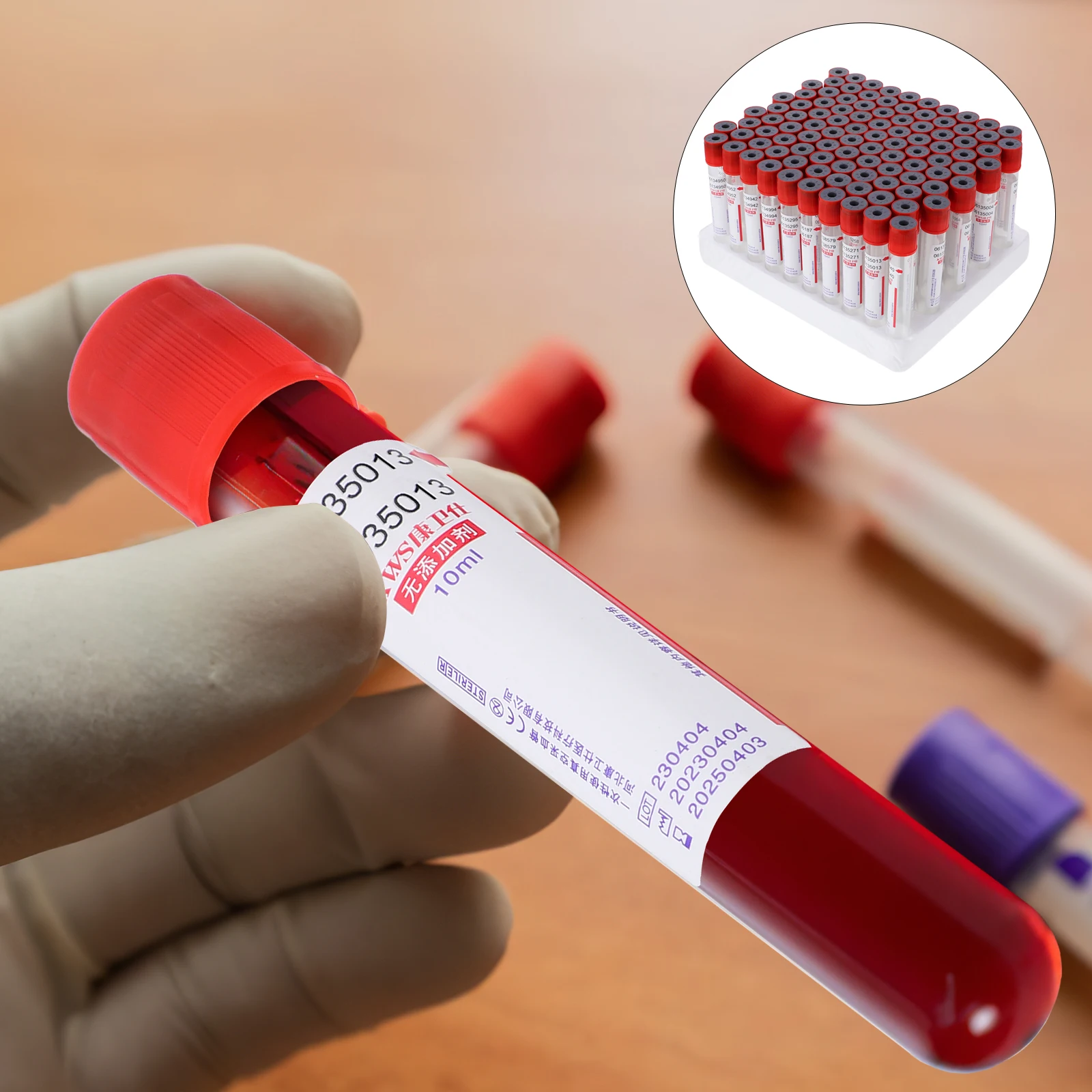 

100Pcs Disposable Experiment Tubes Glass Test with Cover Negative Pressure Blood Collector Tube for Lab Hospital Storage Use