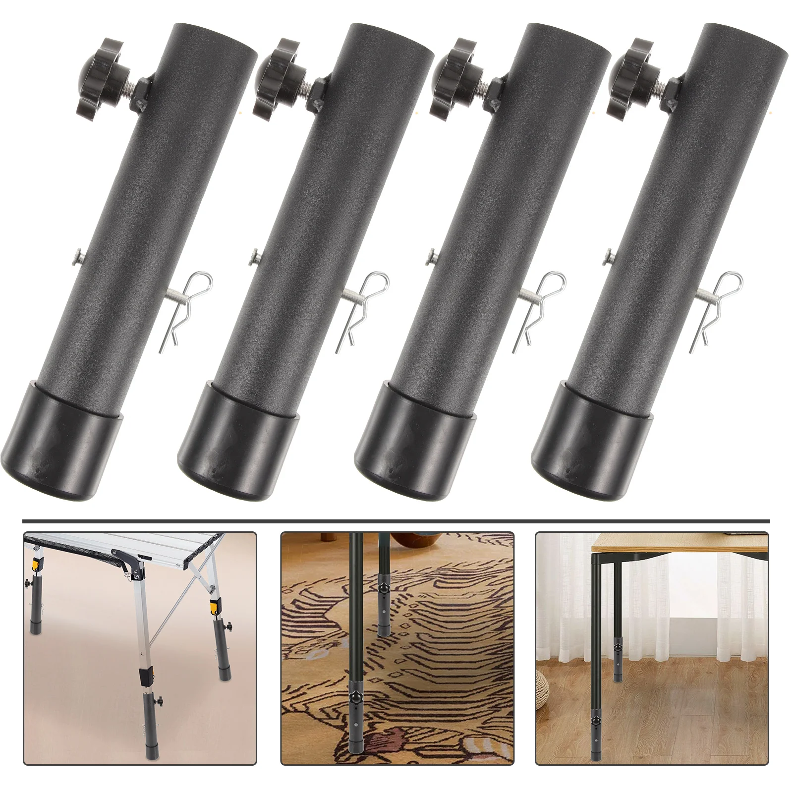 

4 Pcs Table Leg Extender Height Adjustable Furniture Feet Foldable Steel Durable Replacement Support Risers Legs Camping