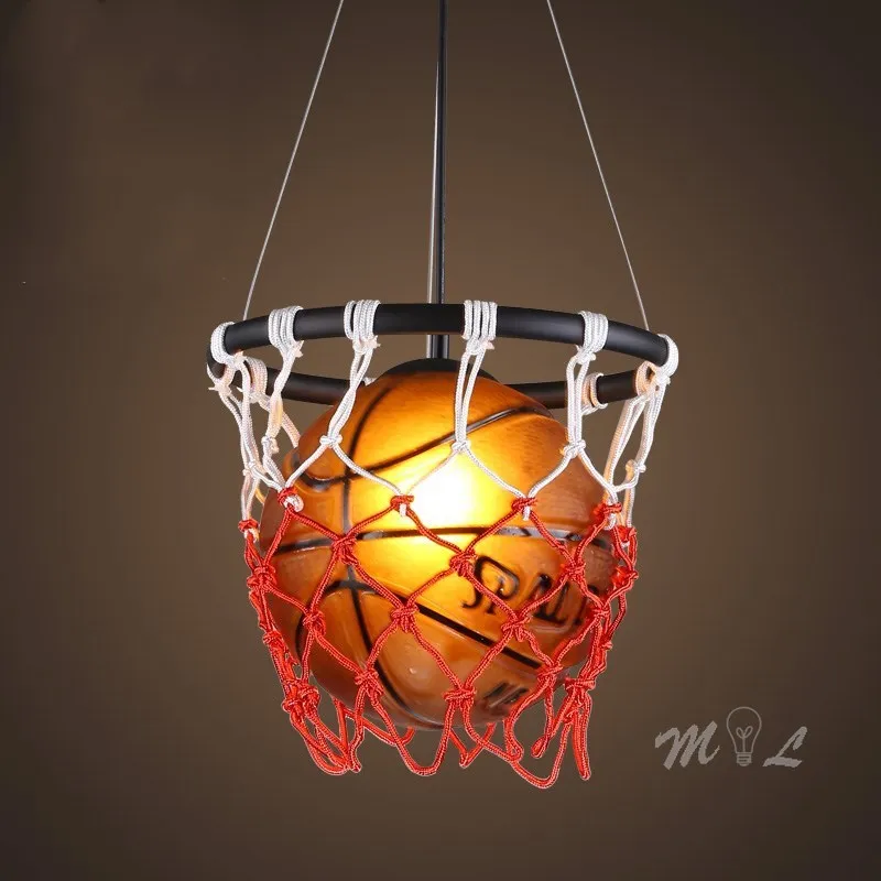 

Acrylic Basketball Pendant Lights with Basket Hanging Lamp Home Deco Bar Cafe Shop Suspension Living Room Bedroom Light Fixtures