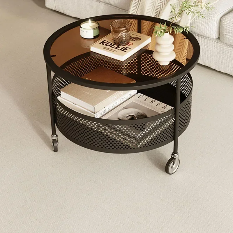 French Coffee Table 45cm Round Luxury Casters Sofa Companion Small Space Breakfast Station Wheeled Ottoman Decor