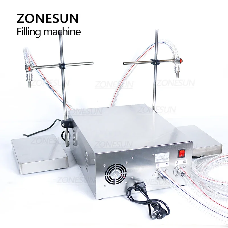 ZONESUN ZS-GP632 Semi Auotomatic Filling Machine Double Nozzles Lubricating Edible Essential Oil Gear Pump 8L