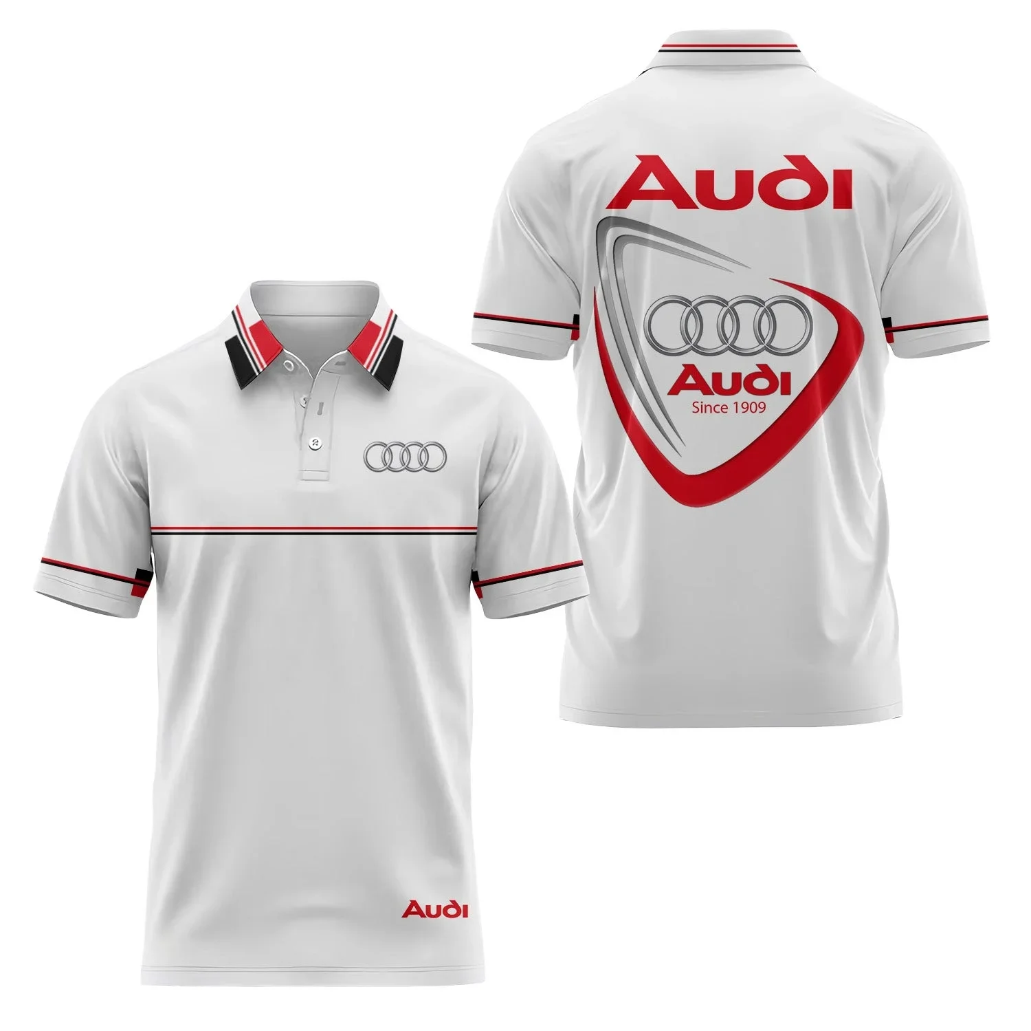 2026 3D Printed Audi Short-Sleeved Polo Shirt High-Quality Casual Sports Fashion T-Shirt Collar Fast Shipping