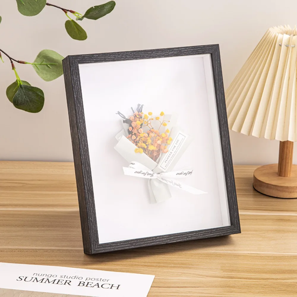 1PC Shadow Box Frame cornice per foto in legno Multi-dimensioni per espositore rettangolare in vetro per fiori secchi per artigianato biglietto Flora