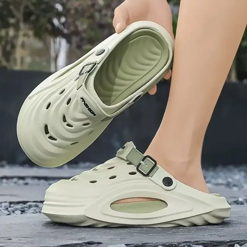 

Мужские новые летние тапочки 2025 года, сабо на платформе, женские пляжные сандалии, уличная повседневная нескользящая обувь, мужские сандалии