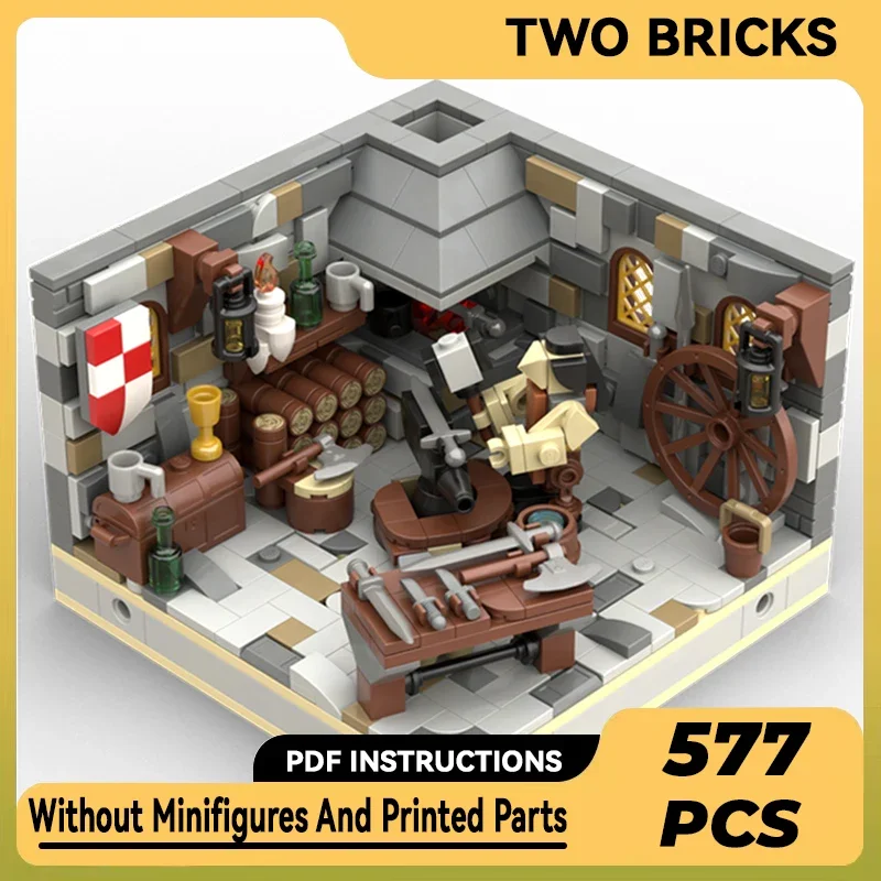 Technical Moc Bricks Medieval Model Medieval Blacksmith Modular Building Blocks Gifts Toys For Children DIY Sets Assembling