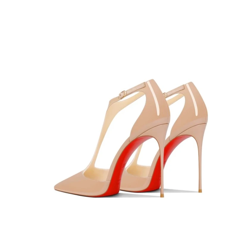 2025 New Summer Style Exquisite Fine Heels Naked Lacquered Leather High Heels for Women with Pointed Ends and Dress