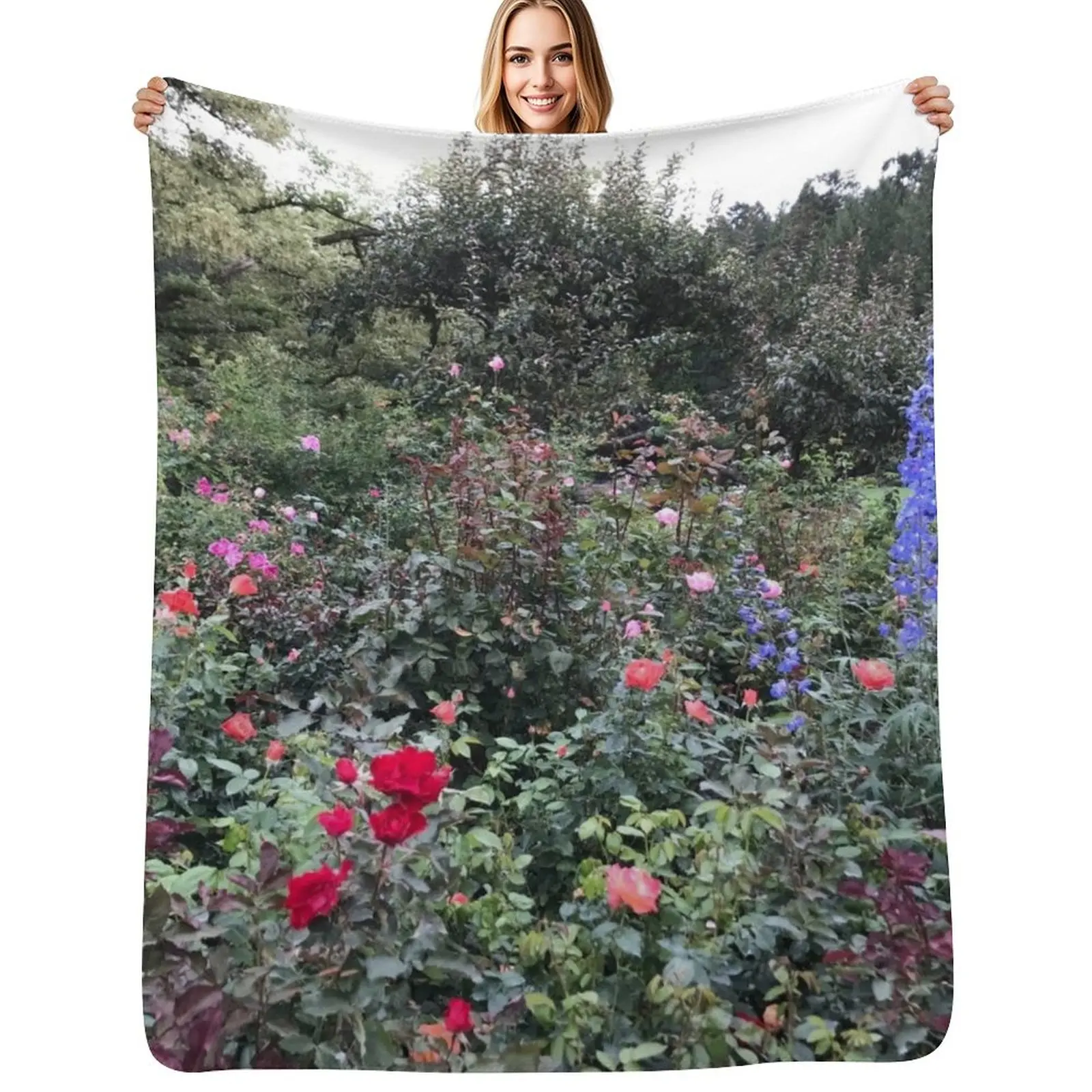 Butchart Garden Flowers Throw Blanket Summer Cute Thins Custom For Sofa Thin Vintage Blankets