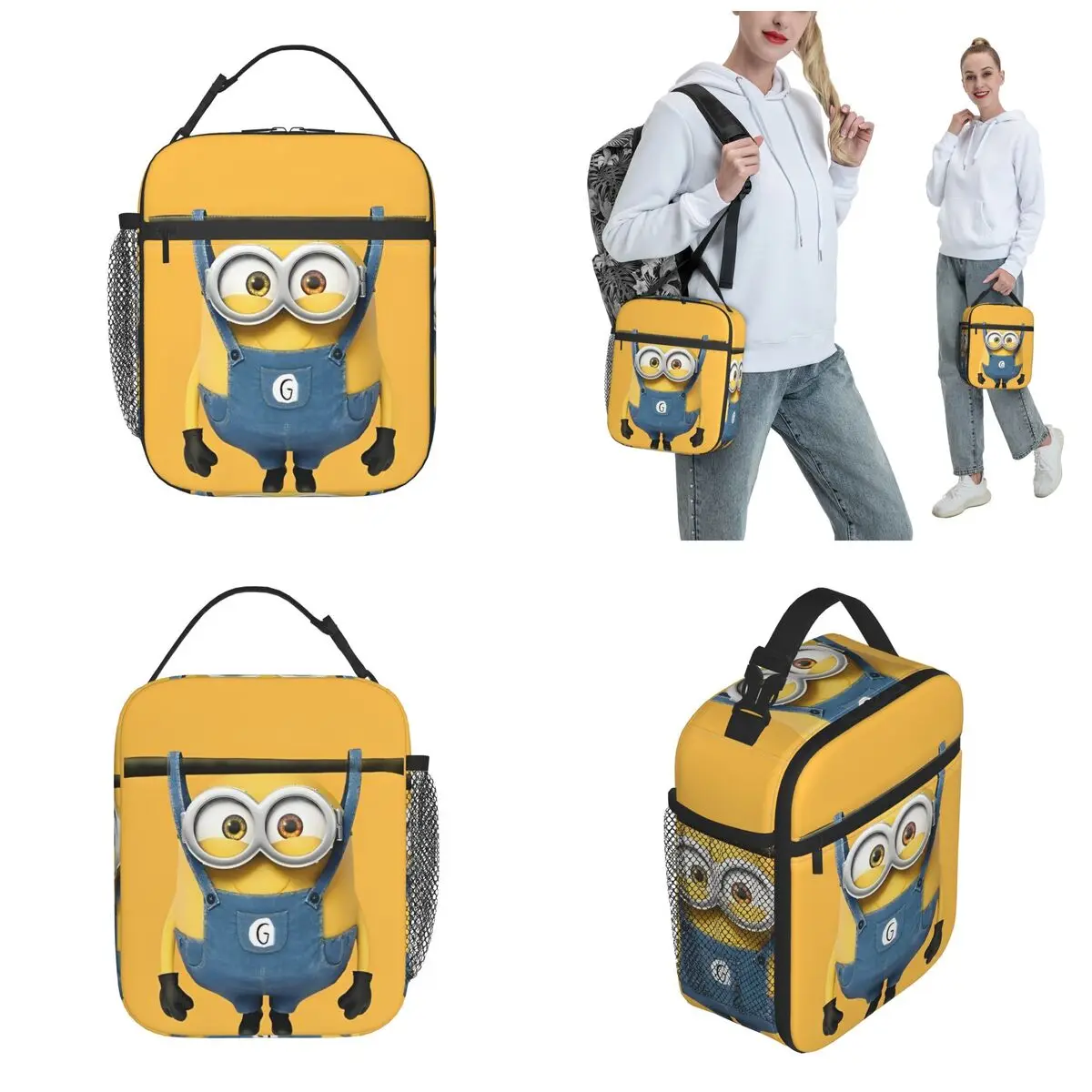 Minions Cure Bob Insulated Lunch Bags Thermal Bag Lunch Container Large Tote Lunch Box Food Bag Work Outdoor