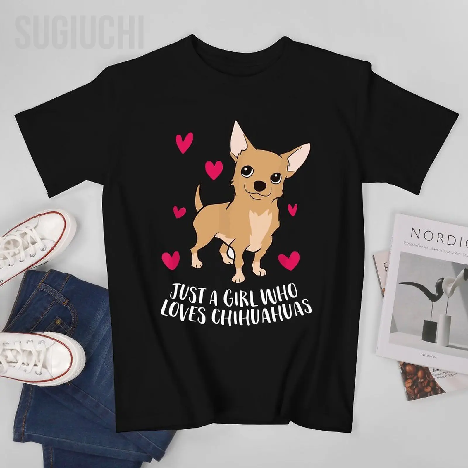 

Unisex Men Just A Girl Who Loves Chihuahuas Cute Chihuahua Girl Tshirt Tees T Shirts Women Boys 100% Cotton T-Shirt