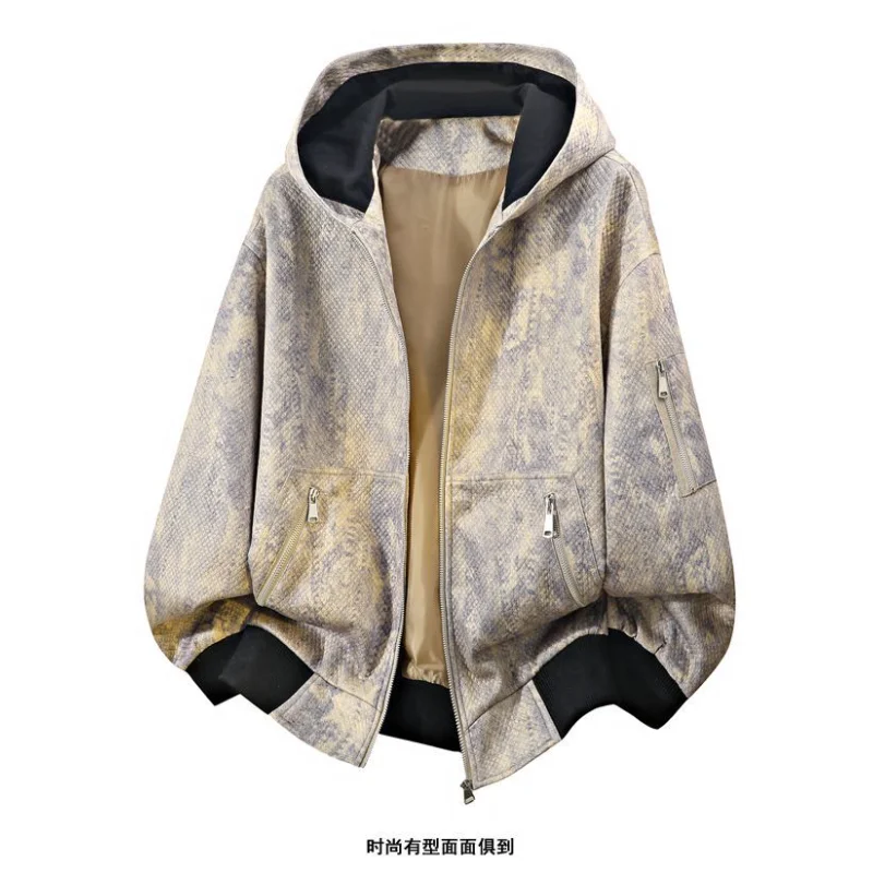 Trendy American Tie-dye Retro Hooded Trendy Brand Loose Casual Wear Youth Jacket