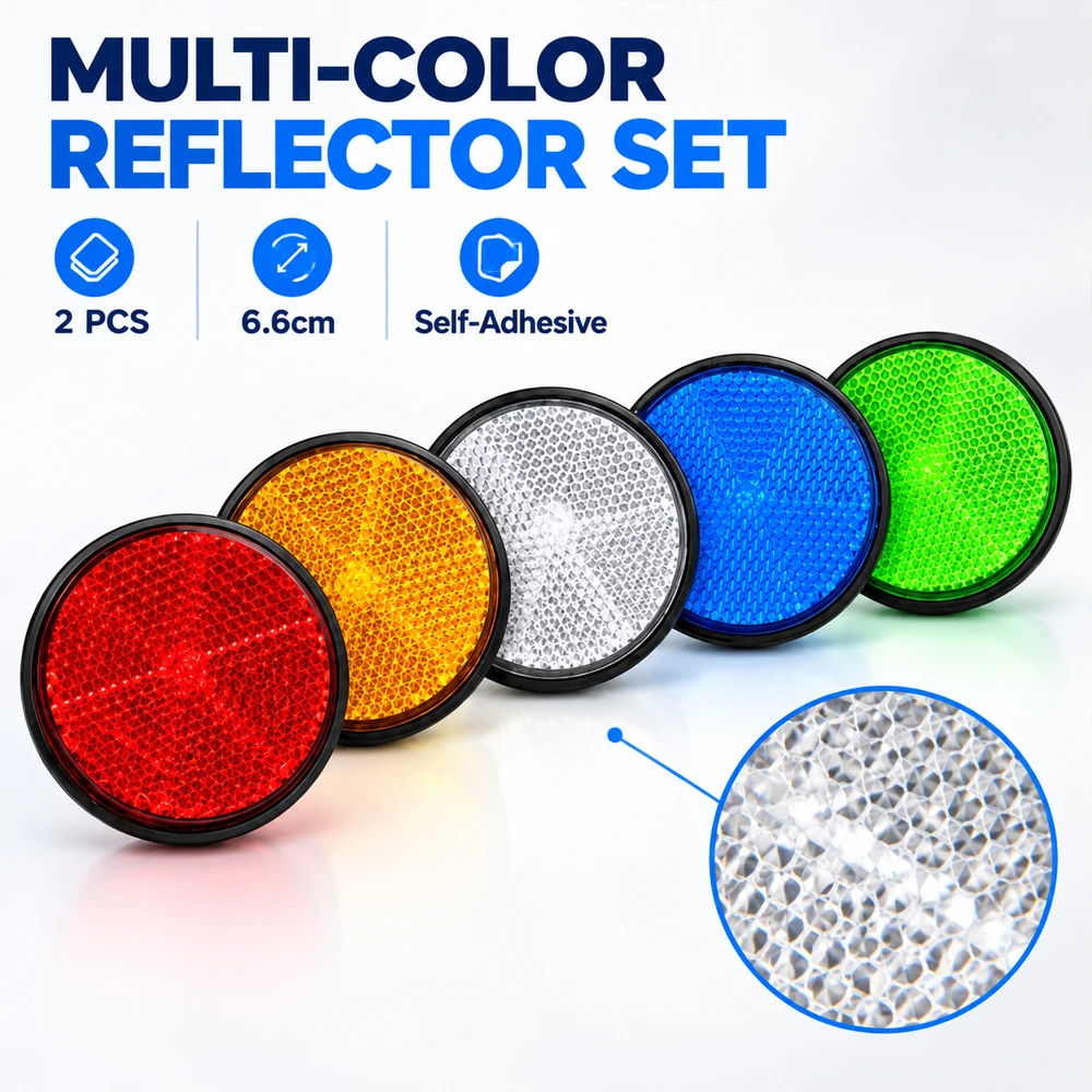 2-20Pcs EV Bike Reflector, Round Motorcycle Waterproof Dustproof Night Warning, M6 Screw Fixation Safety Accessory