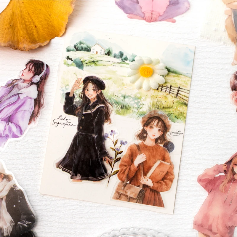 Card Lover30 Pcs [Gentle Journal Series] Korean Girl Theme Ledger  Stickers PET Sticker Paper Scrapbooking Material Scrapbook Ki