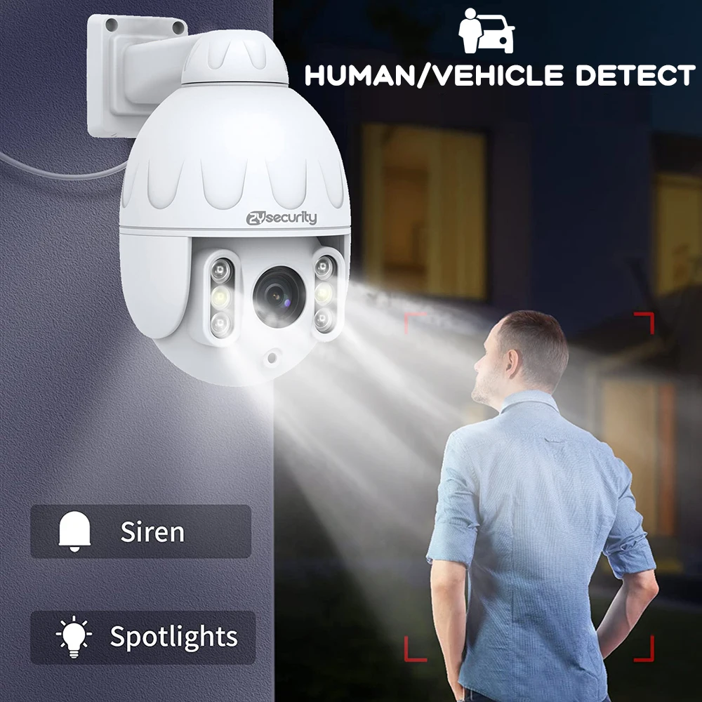 Imagem -05 - Câmera Externa 4k Ptz Poe ip Câmera de Vigilância de Segurança Doméstica Zoom Óptico de 5x Câmera Velocidade Dome com Detecção de Veículo Humanoide Rastreamento Automático Holofote Colorido Visão Noturna Conversa Bidirecion