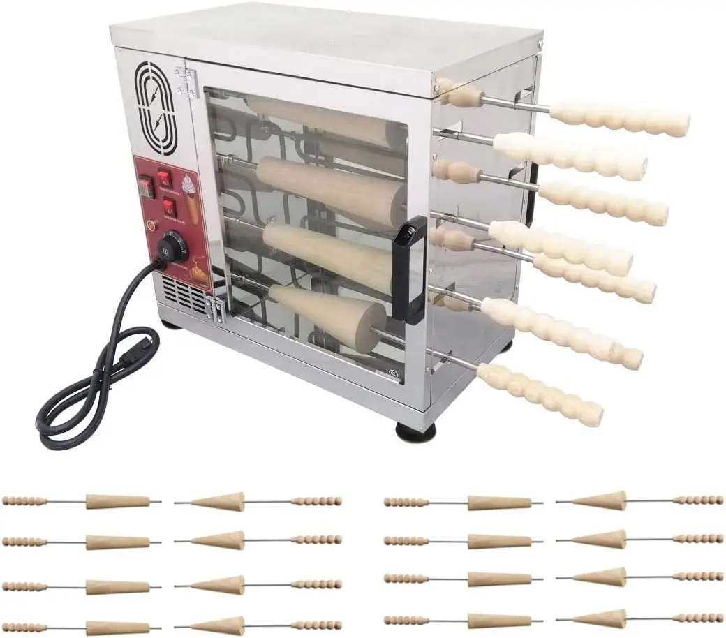 Electric Ice Cream Cone Chimney Cake Roll Maker Chimney Cake Oven Machine 3200W Toast Oven with 16pcs Roll Mold 110V