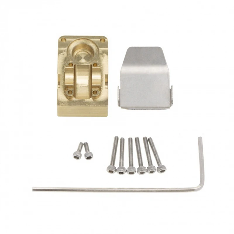 Brass Bridge Cover Counterweight Cover With Guard Plate Gold&Silver Accessories For 1/24 Simulation Model Axial SCX24 90081