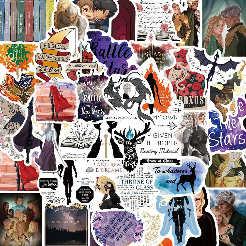 10/30/50pcs Fantasy Novels Throne of Glass Graffiti Stickers Popular Cartoon Decals DIY Luggage Journal Notebook Classic Sticker