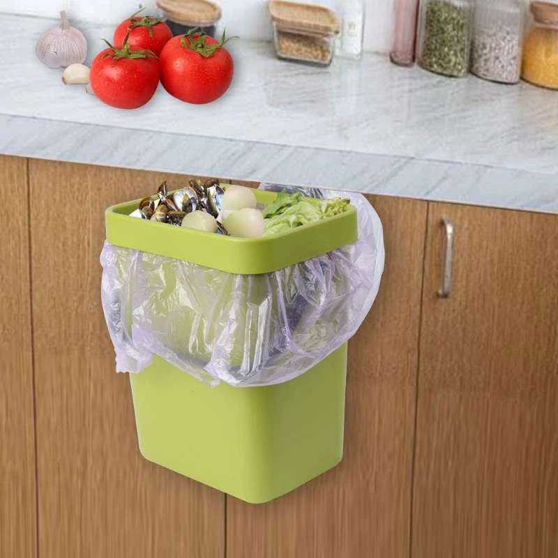 Small Hanging Trash Can Lid Under Kitchen Sink 5 Liter Plastic Trash Can Food Waste Bin Kitchen Countertop Compost Bin Bathroom