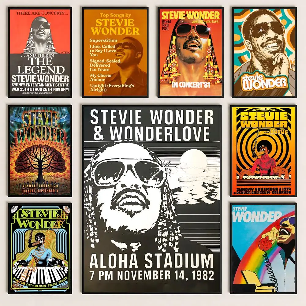 music Stevie Wonder Poster Poster HD Printing Cozy and Warm Style for Home Decor for Bedrooms Cafes Gift Giving