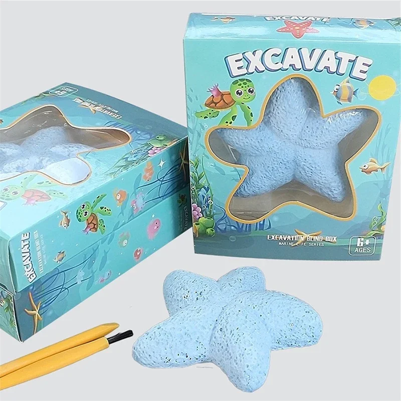 Scavo archeologico per bambini Giocattoli educativi Regali per feste Stelle marine Creature marine Pietre preziose Set scientifici Giocattoli fatti a mano