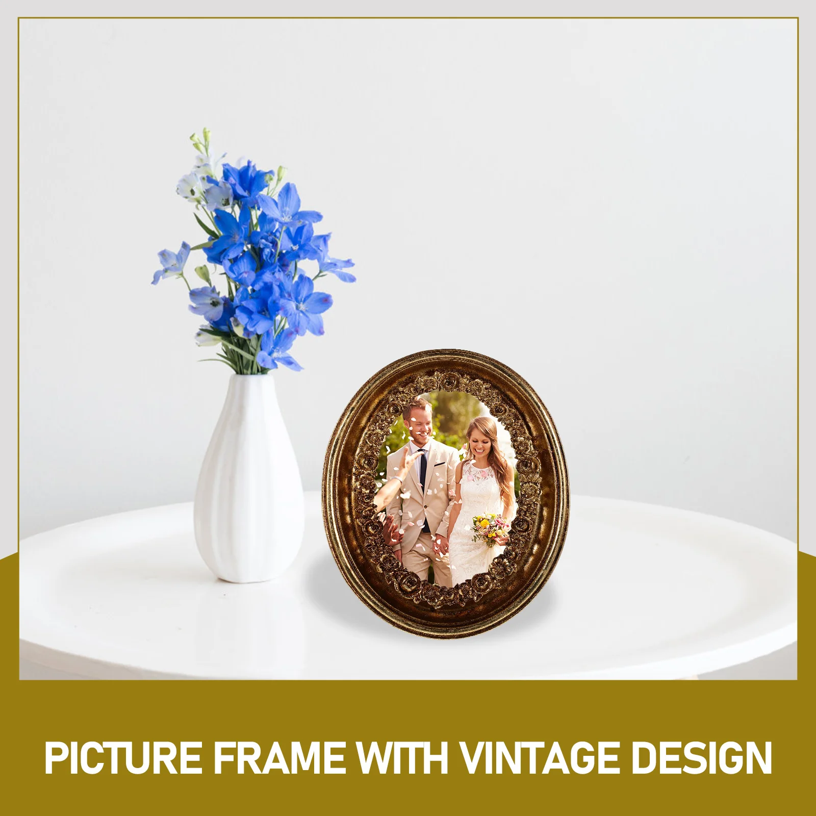 

Resin Photo Frame European Style Vintage Desk Picture Holder For Portrait Landscape Display Tabletop Decorative Frame