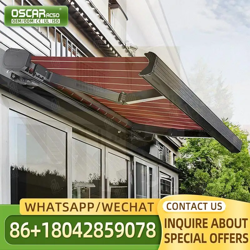 

Waterproof Retractable Sunshade Awning with LED Light for Restaurant Balcony Customized PVC Canopy Outdoor Shade Structure Retra