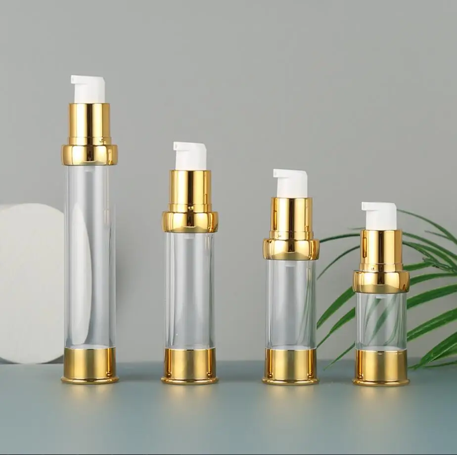 15ml garrafa de plástico mal ventilada dourada loção emulsão soro olho essência fundação toner toalete equilíbrio cuidados com a pele embalagem cosmética