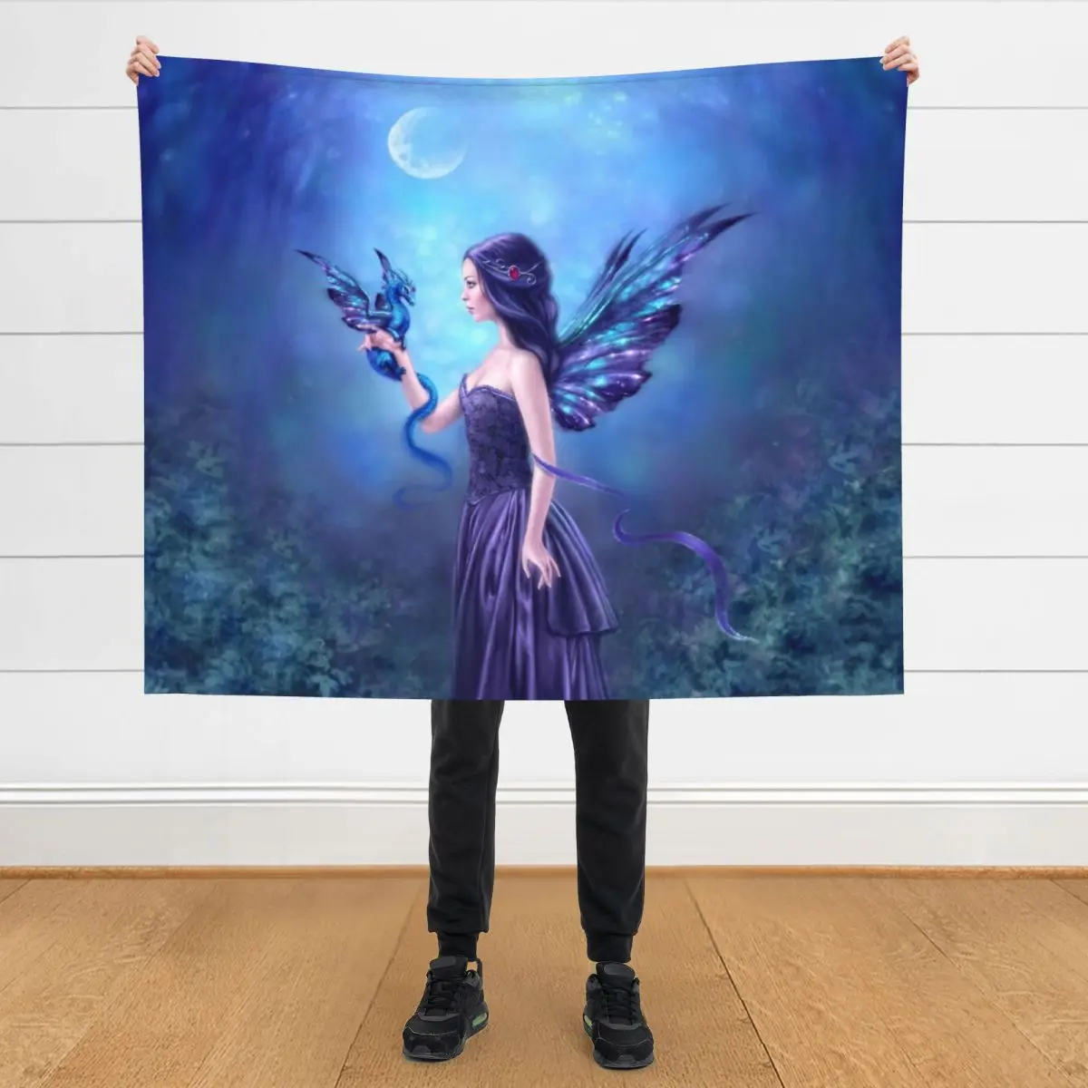 

Iridescent Fairy & Dragon Throw Blanket Custom Decoratives Thin Blankets