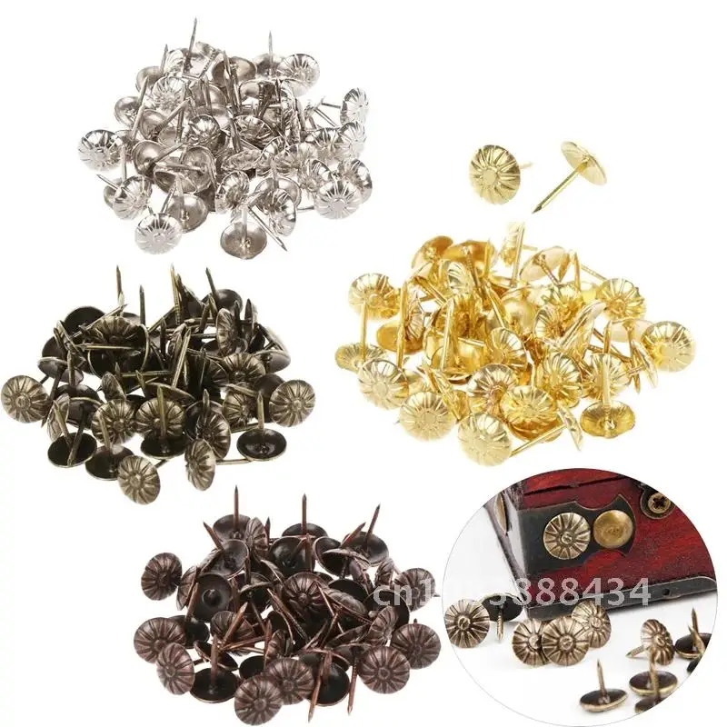 

Bronze Upholstery Tacks 50 Pcs Antique Brass Nail Jewelry Gift Wine Case Box Sofa Decorative Tack Stud Pushpin Doornail Hardware