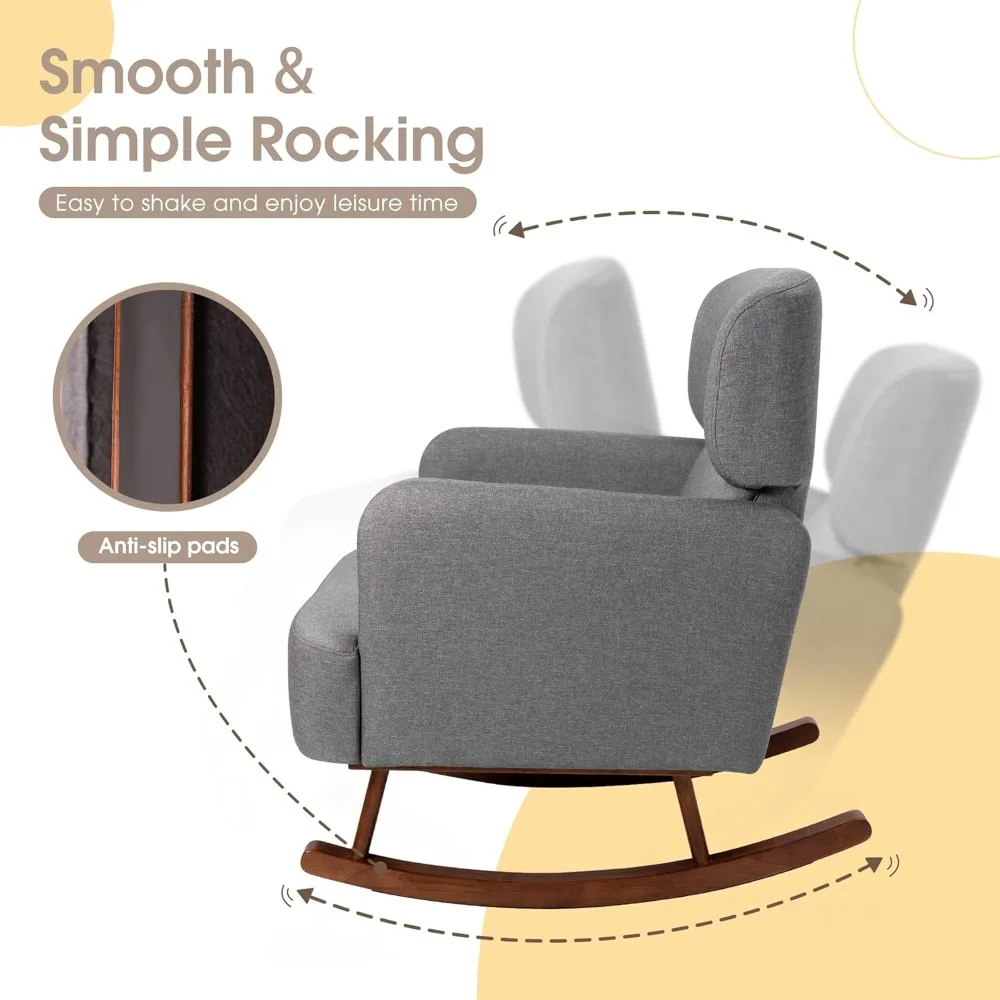 كرسي هزاز من القماش، كرسي هزاز للحضانة في الأماكن المغلقة لغرفة المعيشة، كرسي هزاز شراعية حديث #4