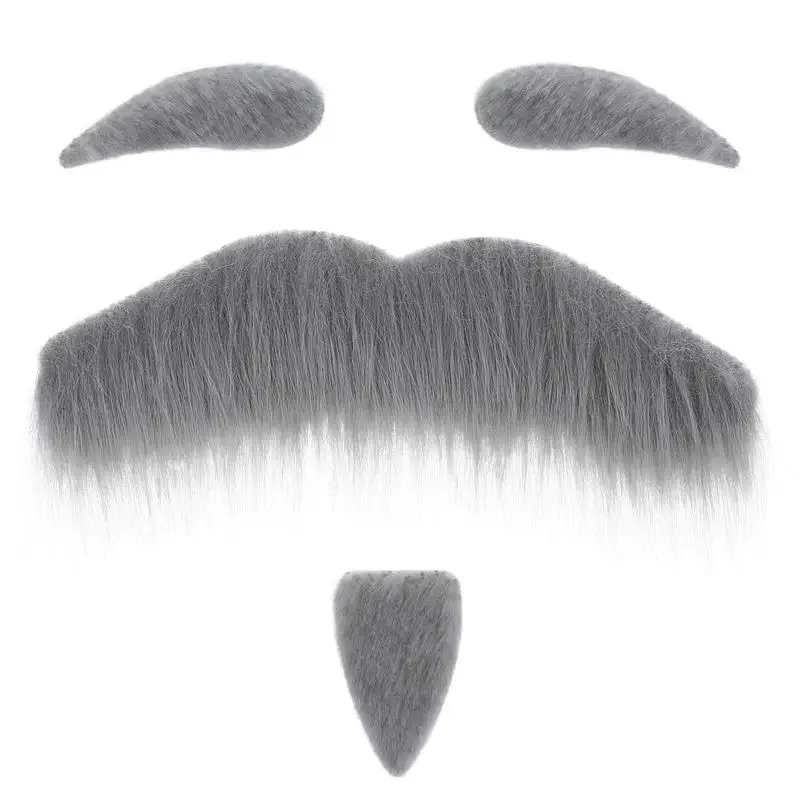 1 Set Masquerade Halloween Props Party Self Adhesive Fake Beard Realistic Fake Mustache for Party Cosplay